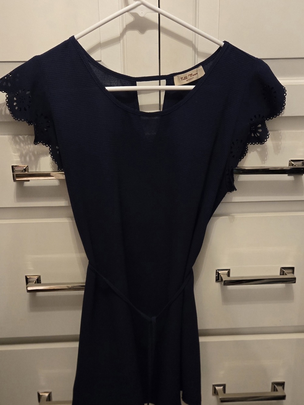 Full Moon Women's Maternity Navy Lace-Sleeve Women’s Top